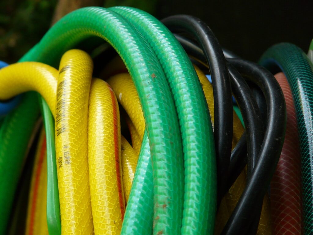  Garden hose on grass